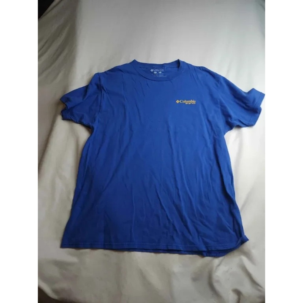 Columbia PFG T-Shirt Mens Large Blue Graphic Print Knit Short Sleeve Fishing